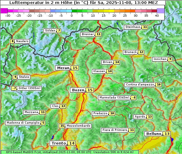 Temperatur, 8. 11. 2025