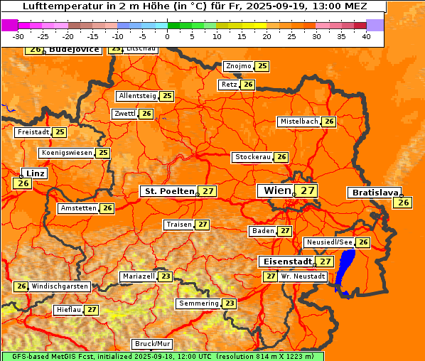 Temperatur, 19. 9. 2025