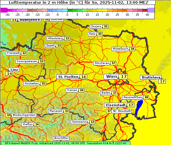 Temperatur, 2. 11. 2025
