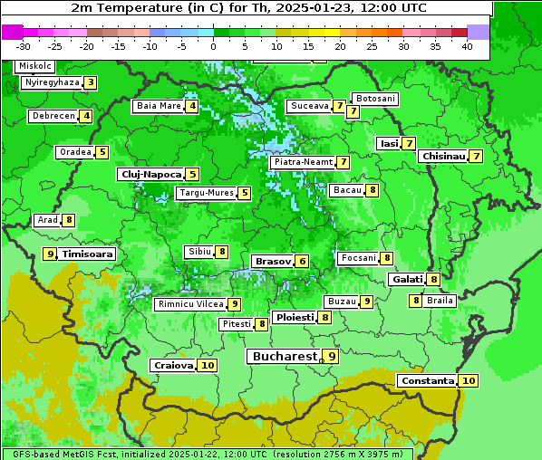 Temperatur, 23. 1. 2025