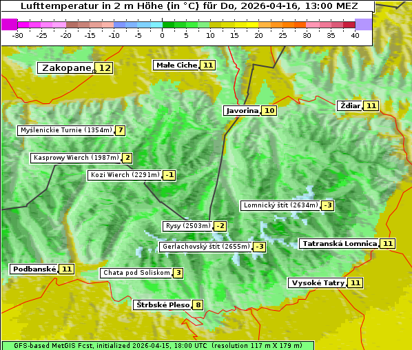 Temperatur, 16. 4. 2026