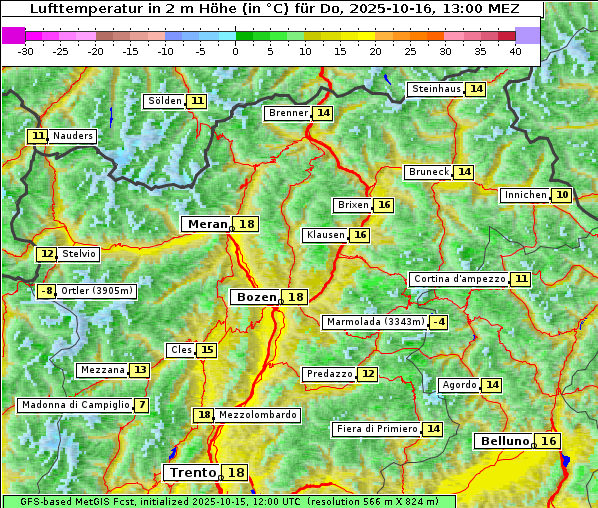 Temperatur, 16. 10. 2025
