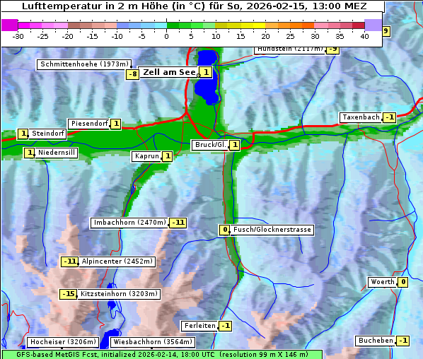 Temperatur, 15. 2. 2026