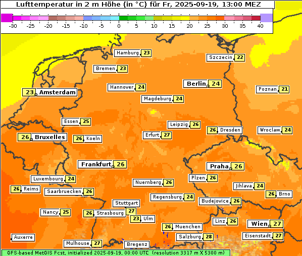 Temperatur, 19. 9. 2025