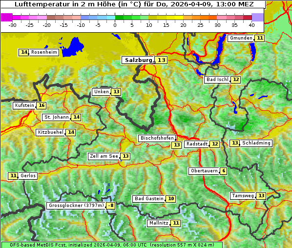 Temperatur, 9. 4. 2026