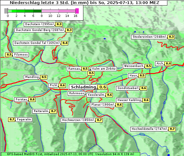 Niederschlag, 13. 7. 2025