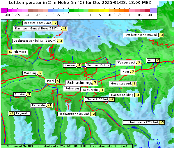 Temperatur, 23. 1. 2025