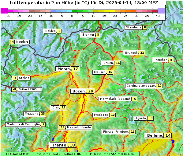 Temperatur, 14. 4. 2026