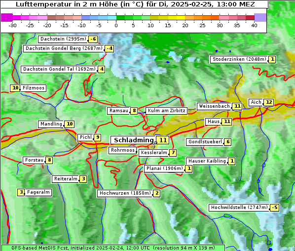 Temperatur, 25. 2. 2025