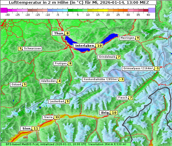 Temperatur, 14. 1. 2026