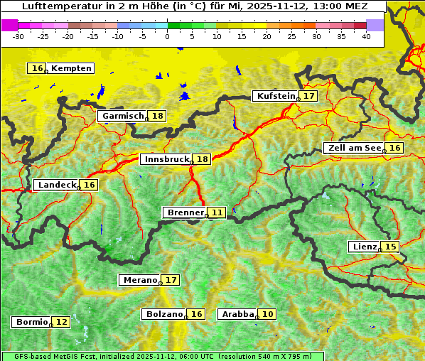 Temperatur, 12. 11. 2025
