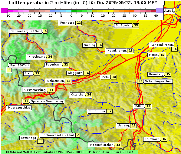 Temperatur, 22. 5. 2025