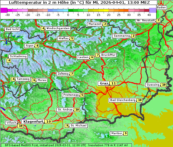 Temperatur, 1. 4. 2026
