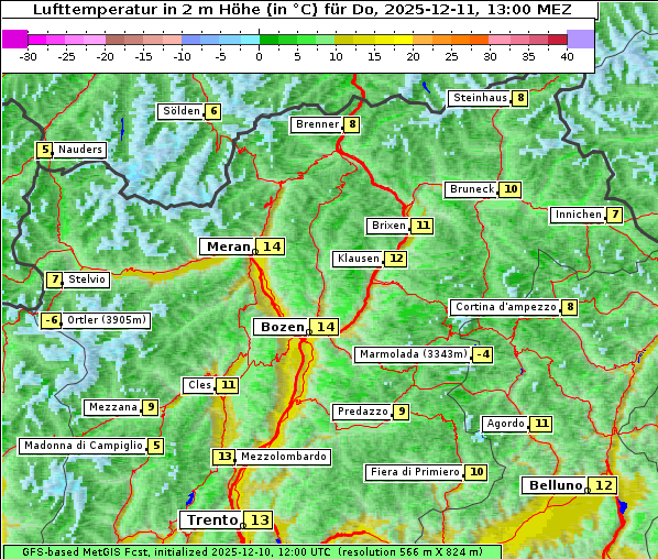 Temperatur, 11. 12. 2025