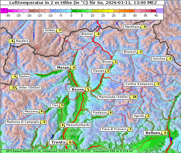 Temperatur, 11. 1. 2026