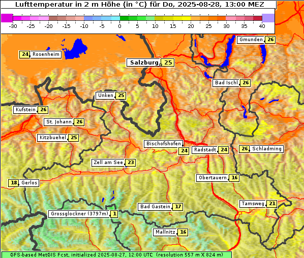 Temperatur, 28. 8. 2025