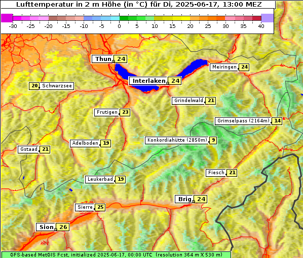 Temperatur, 17. 6. 2025
