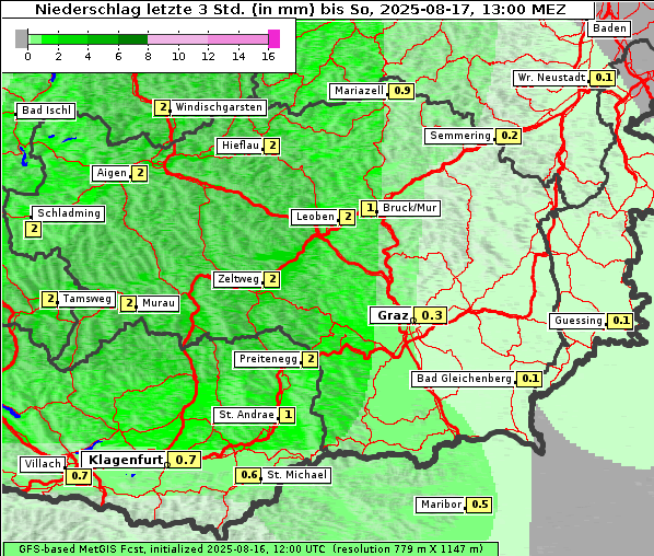 Niederschlag, 17. 8. 2025