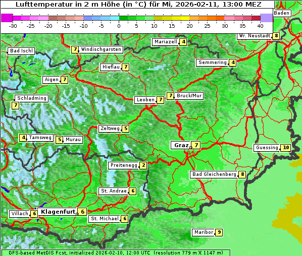 Temperatur, 11. 2. 2026