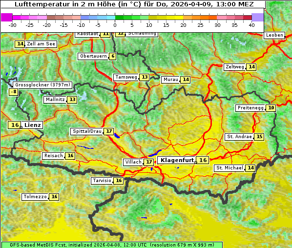 Temperatur, 9. 4. 2026