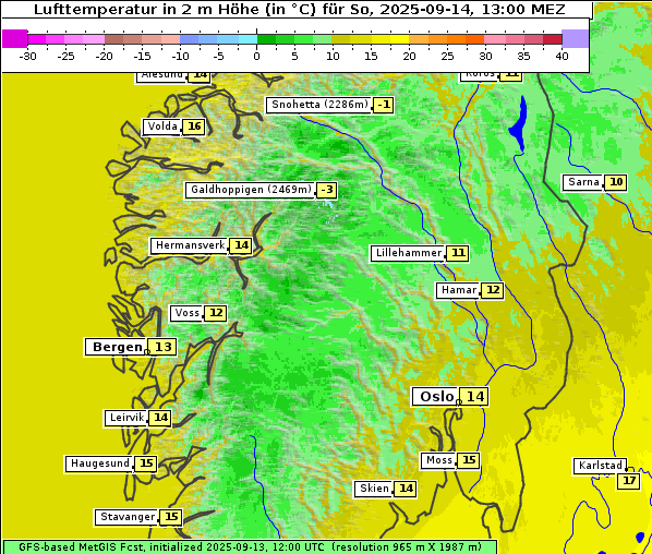 Temperatur, 14. 9. 2025