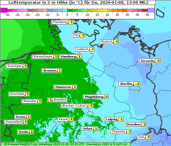 Temperatur, 8. 1. 2026