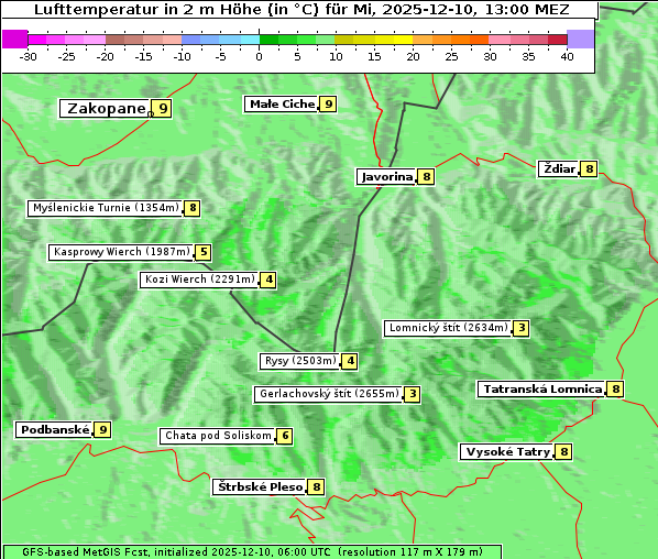Temperatur, 10. 12. 2025