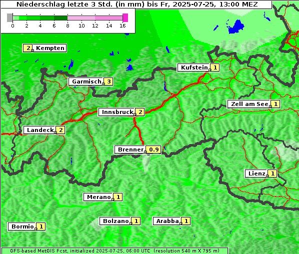 Niederschlag, 25. 7. 2025