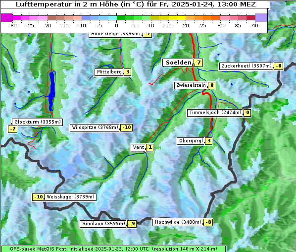 Temperatur, 24. 1. 2025