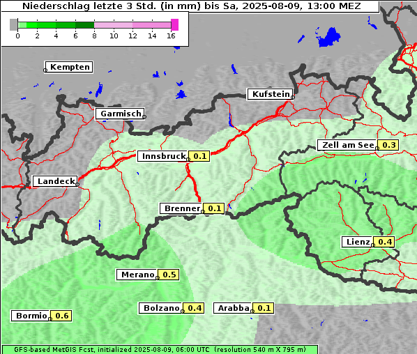 Niederschlag, 9. 8. 2025