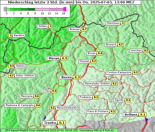 Niederschlag, 3. 7. 2025