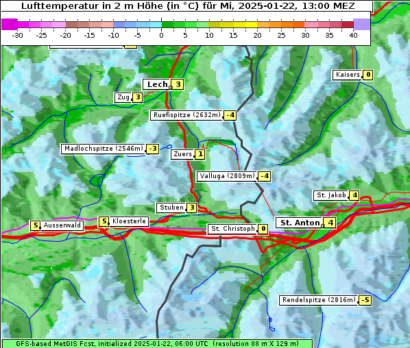 Temperatur, 22. 1. 2025