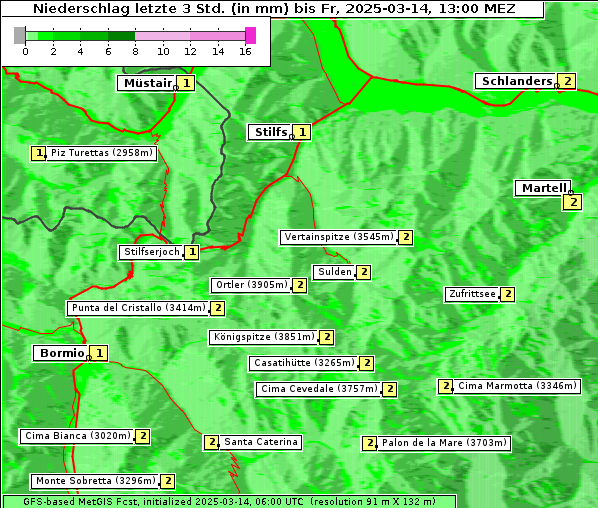 Niederschlag, 14. 3. 2025