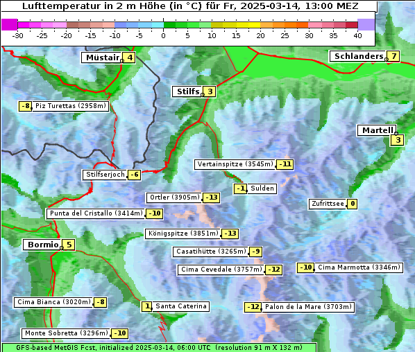 Temperatur, 14. 3. 2025