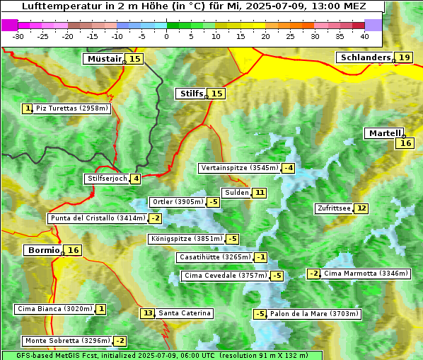 Temperatur, 9. 7. 2025
