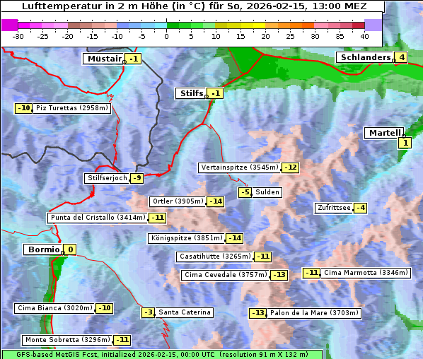 Temperatur, 15. 2. 2026
