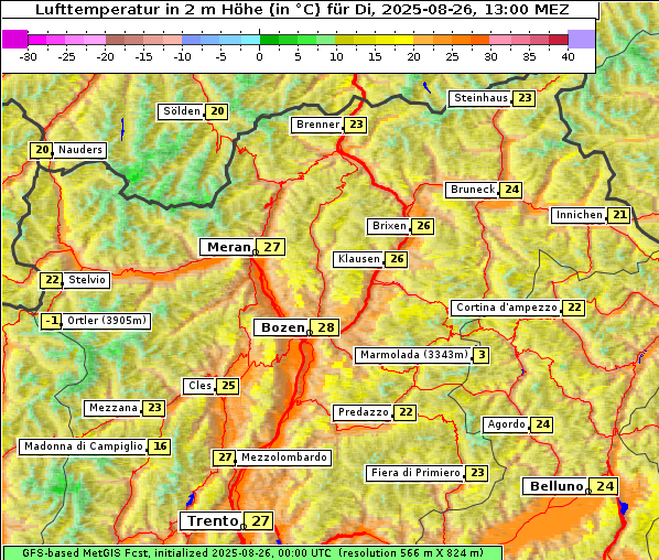 Temperatur, 26. 8. 2025