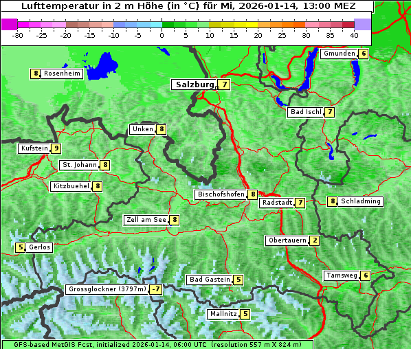 Temperatur, 14. 1. 2026