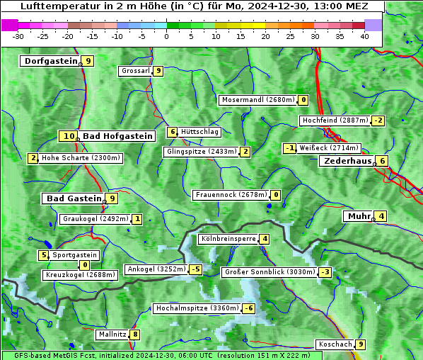 Temperatur, 30. 12. 2024