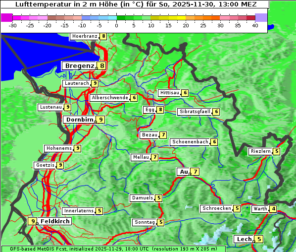 Temperatur, 30. 11. 2025