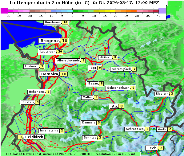 Temperatur, 17. 3. 2026