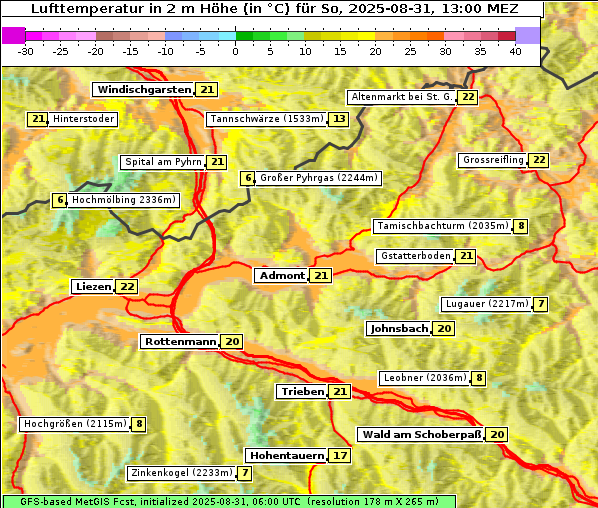 Temperatur, 31. 8. 2025