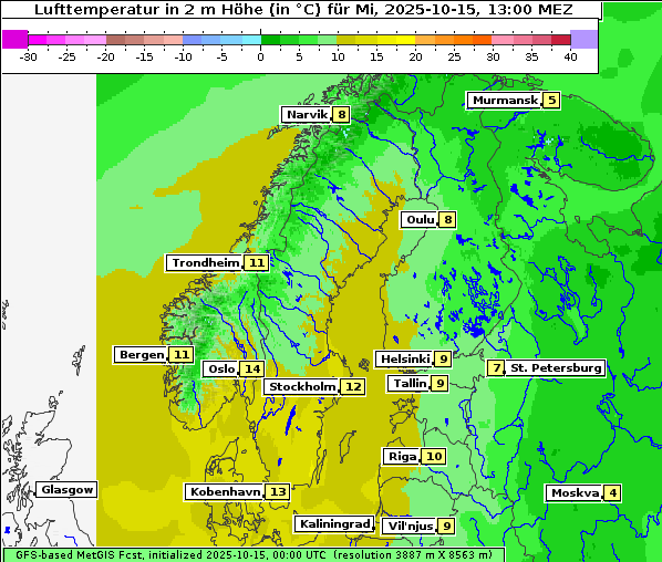 Temperatur, 15. 10. 2025