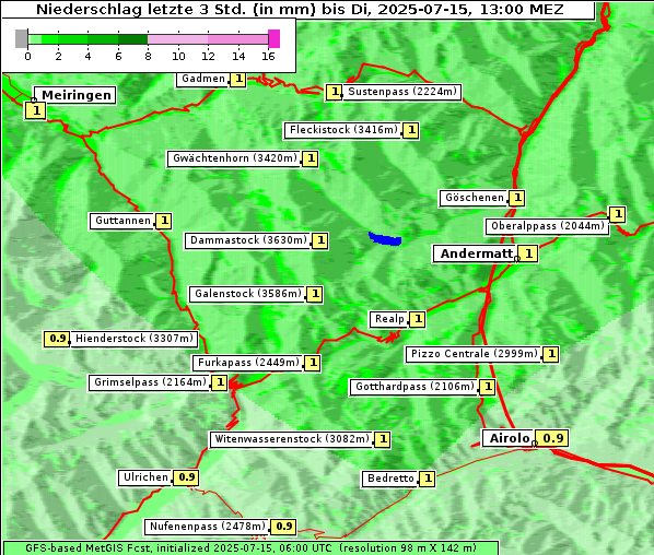 Niederschlag, 15. 7. 2025