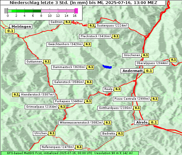 Niederschlag, 16. 7. 2025