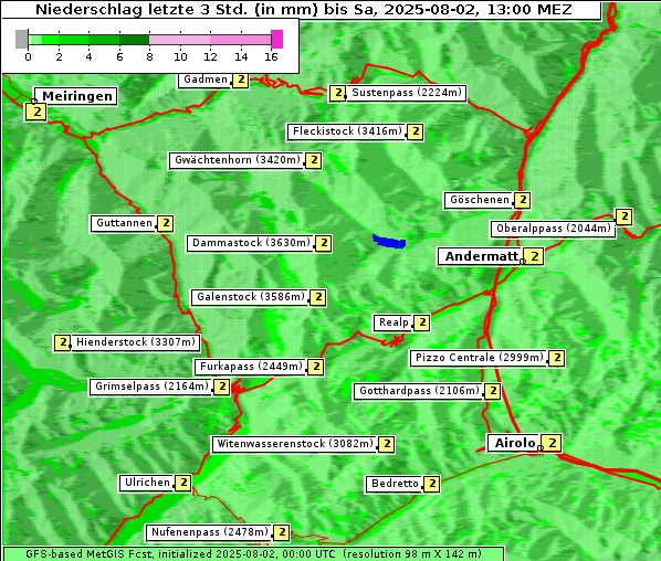 Niederschlag, 2. 8. 2025
