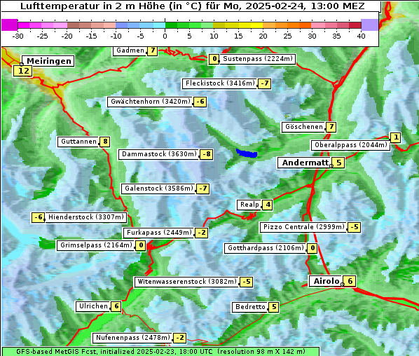 Temperatur, 24. 2. 2025