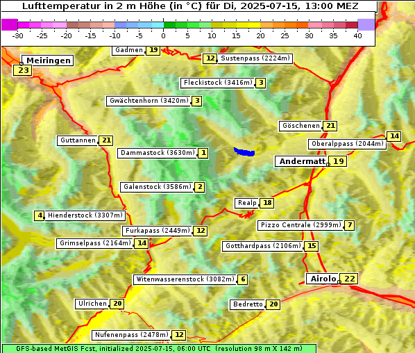 Temperatur, 15. 7. 2025