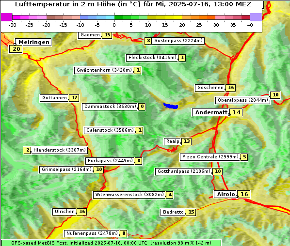 Temperatur, 16. 7. 2025
