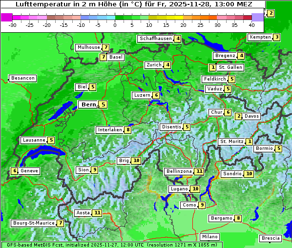 Temperatur, 28. 11. 2025